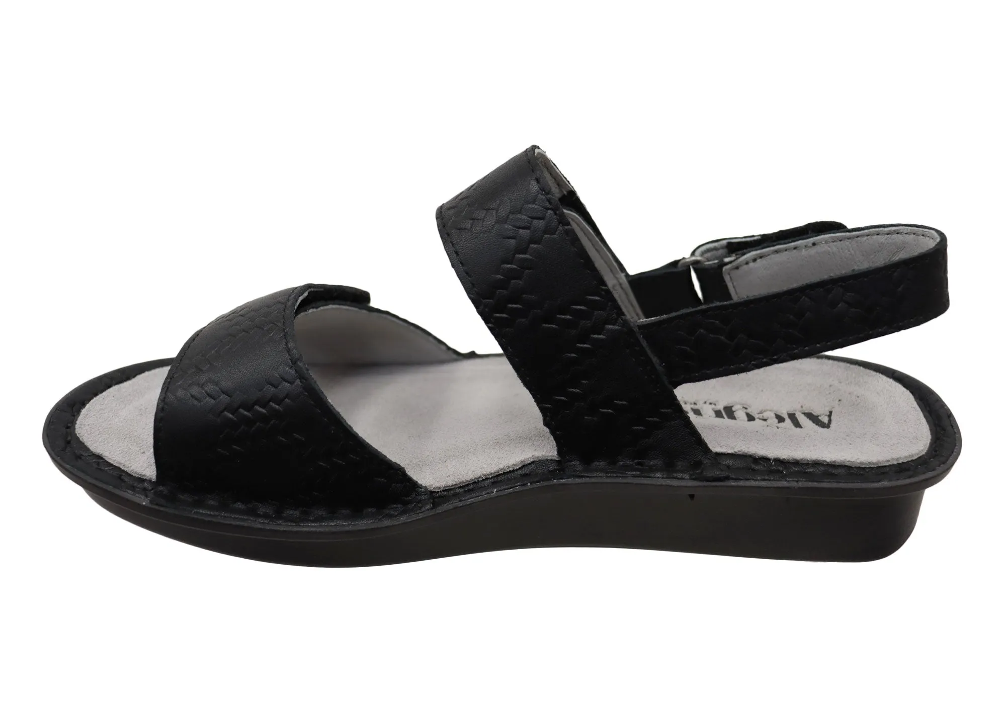 Alegria Verona Basketry Black Womens Comfortable Leather Sandals