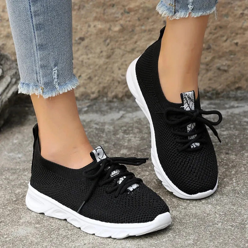 AMOZAE- - Breathable Knitting Flats Lightweight Slip-On Sneakers