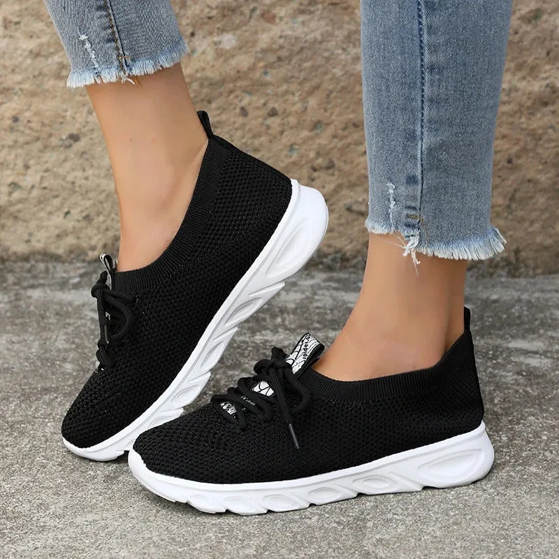 AMOZAE- - Breathable Knitting Flats Lightweight Slip-On Sneakers