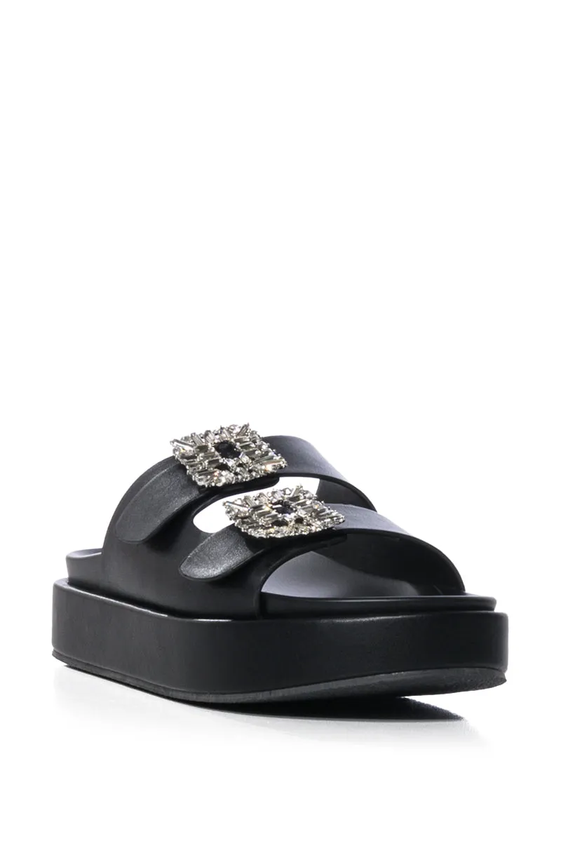 AZALEA WANG BABET EMBELLISHED SANDAL IN BLACK