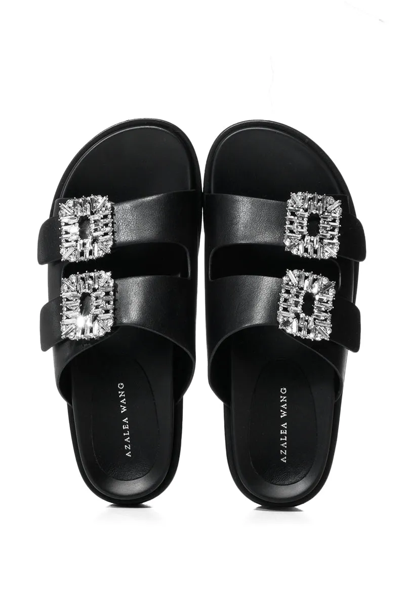 AZALEA WANG BABET EMBELLISHED SANDAL IN BLACK