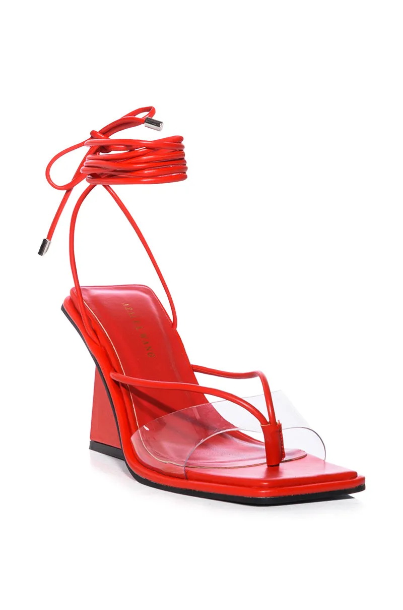 AZALEA WANG CADDIE RED WEDGE SANDAL