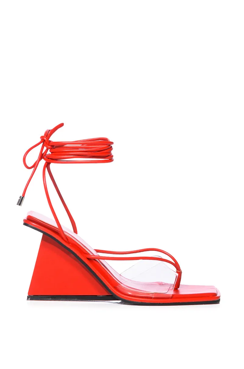 AZALEA WANG CADDIE RED WEDGE SANDAL