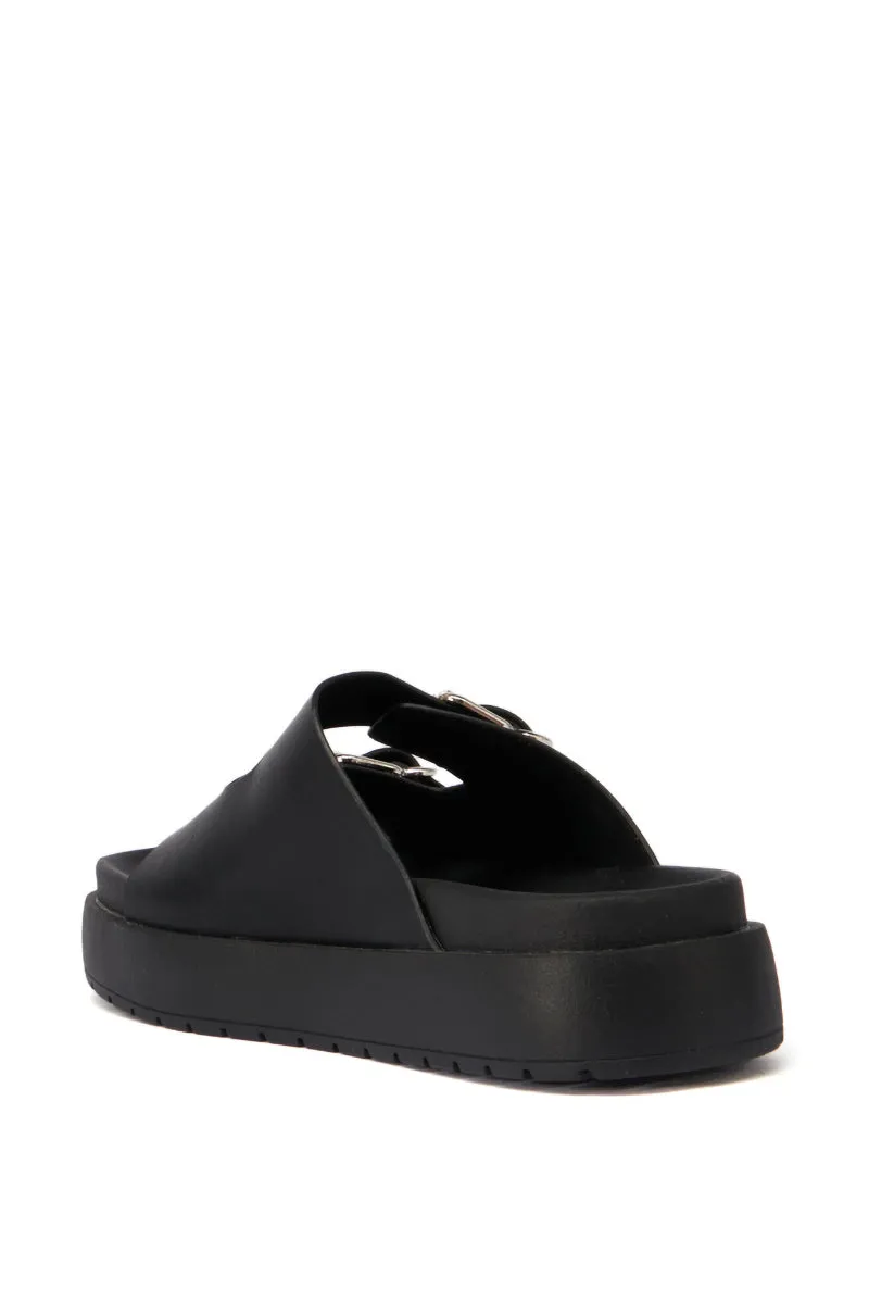 AZALEA WANG COSTANZA BLACK FLATFORM SANDAL