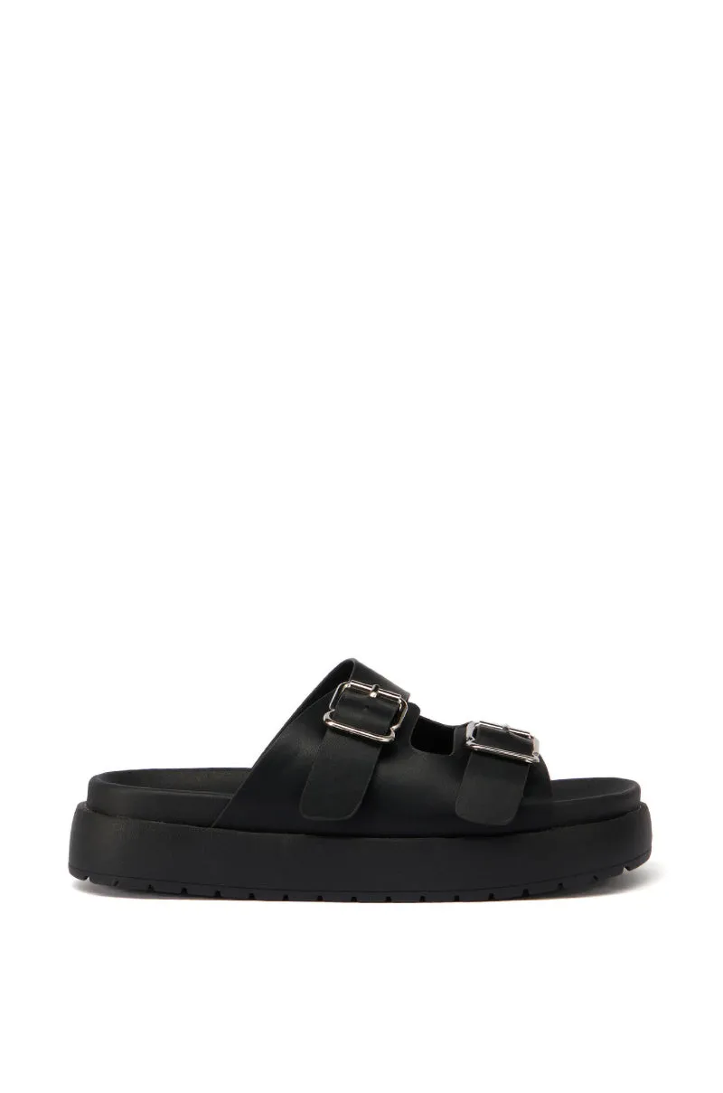 AZALEA WANG COSTANZA BLACK FLATFORM SANDAL