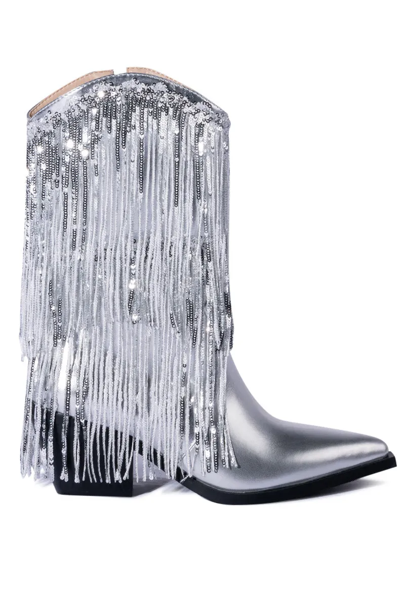 AZALEA WANG JOYFUL RING WESTERN BOOTIE IN SILVER