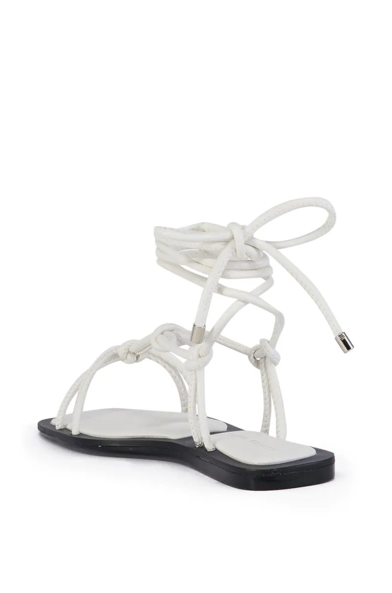 AZALEA WANG LEANDRO WHITE STRAPPY FLAT SANDAL