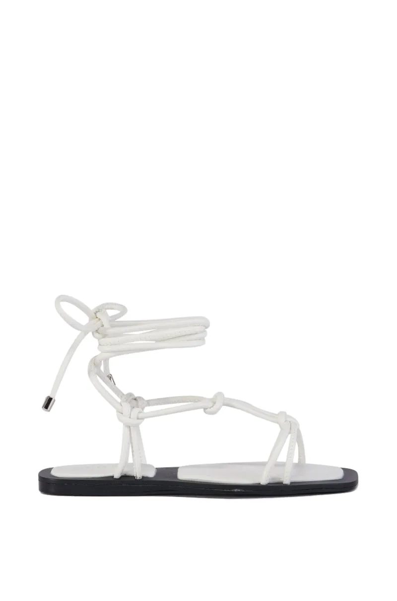 AZALEA WANG LEANDRO WHITE STRAPPY FLAT SANDAL