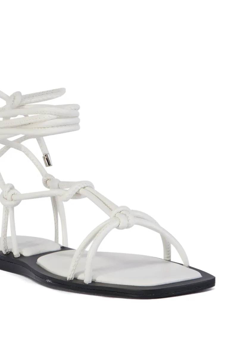 AZALEA WANG LEANDRO WHITE STRAPPY FLAT SANDAL