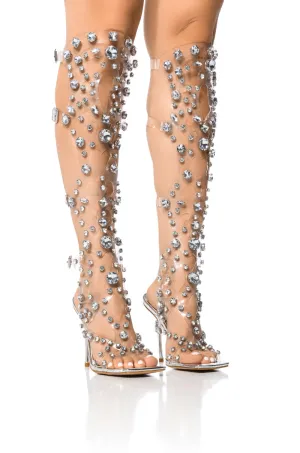 AZALEA WANG LEANNA EMBELLISHED GLADIATOR SANDAL IN SILVER