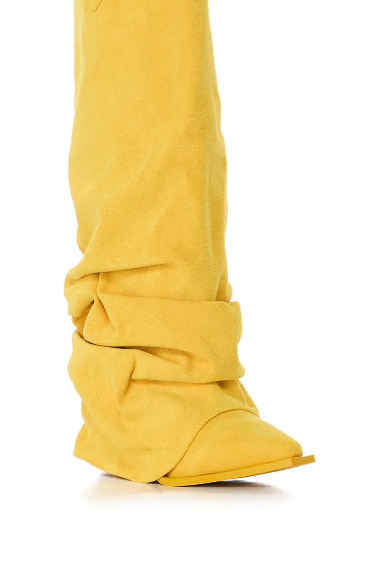 AZALEA WANG LETTICE FAUX SUEDE WESTERN BOOT IN YELLOW