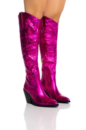 AZALEA WANG MIMI METALLIC WESTERN BOOT IN PINK