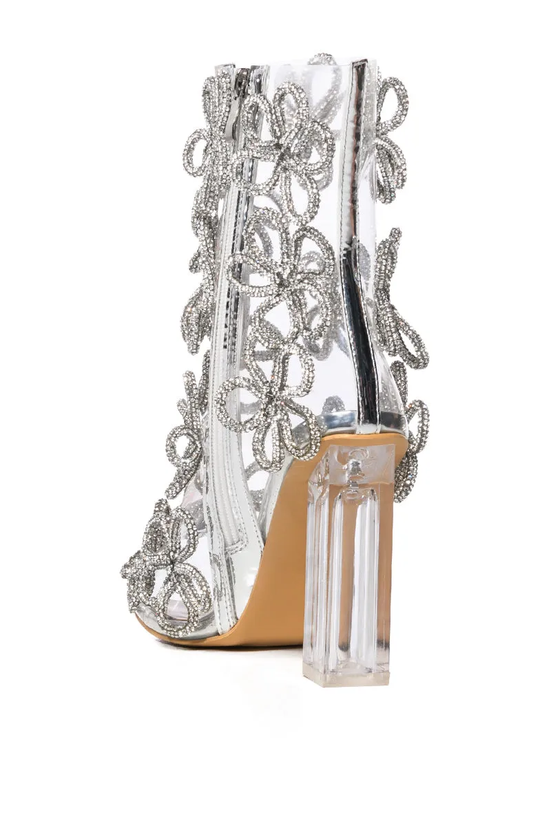 AZALEA WANG MING CLEAR PVC EMBELLSIHED PEEP TOE BOOTIE