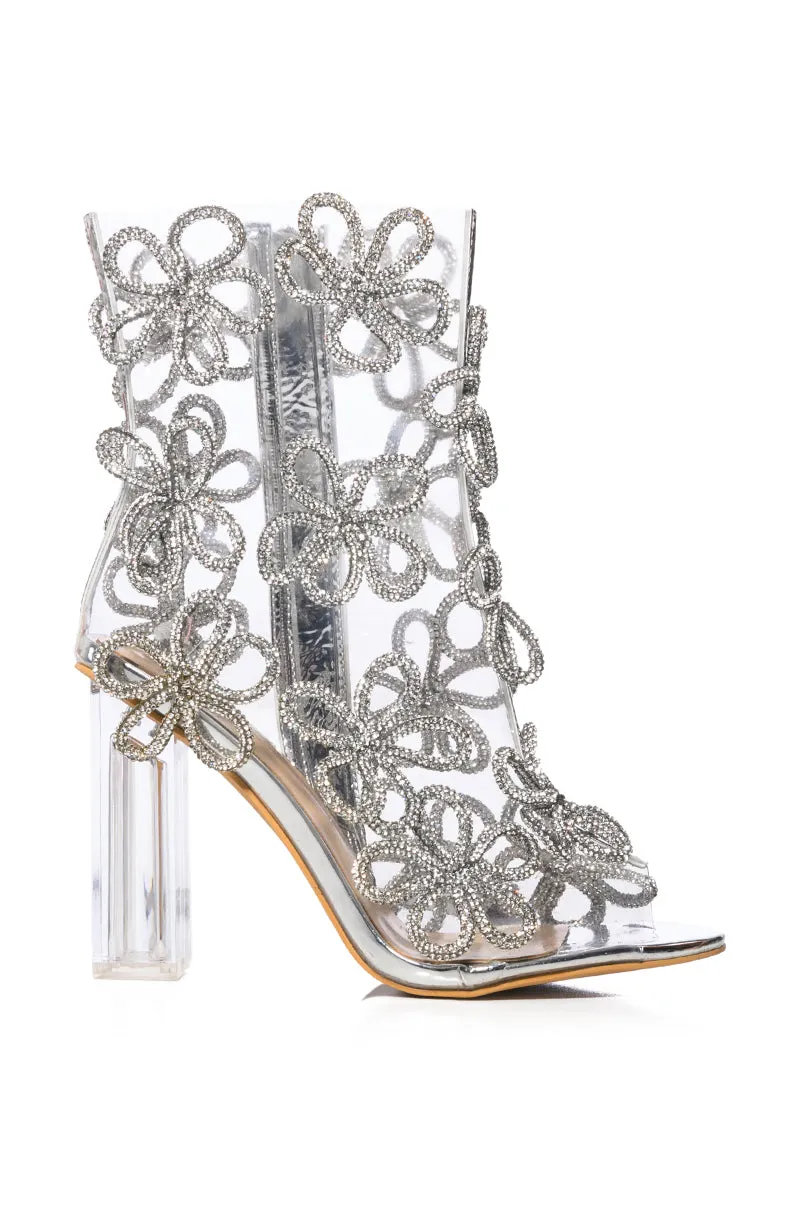 AZALEA WANG MING CLEAR PVC EMBELLSIHED PEEP TOE BOOTIE