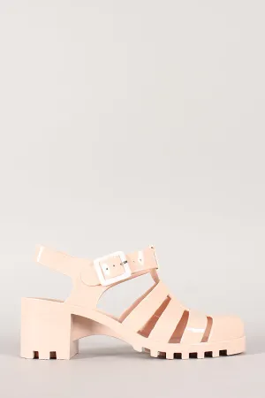 Bamboo Jelly Chunky Heel Round Toe Sandal