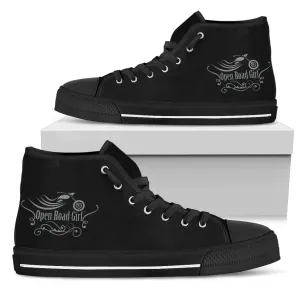 Black and Grey "Open Road Girl" Women's High Top Sneakers