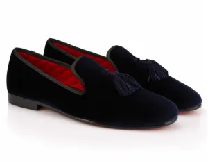 Black Tassel Velvet Loafers