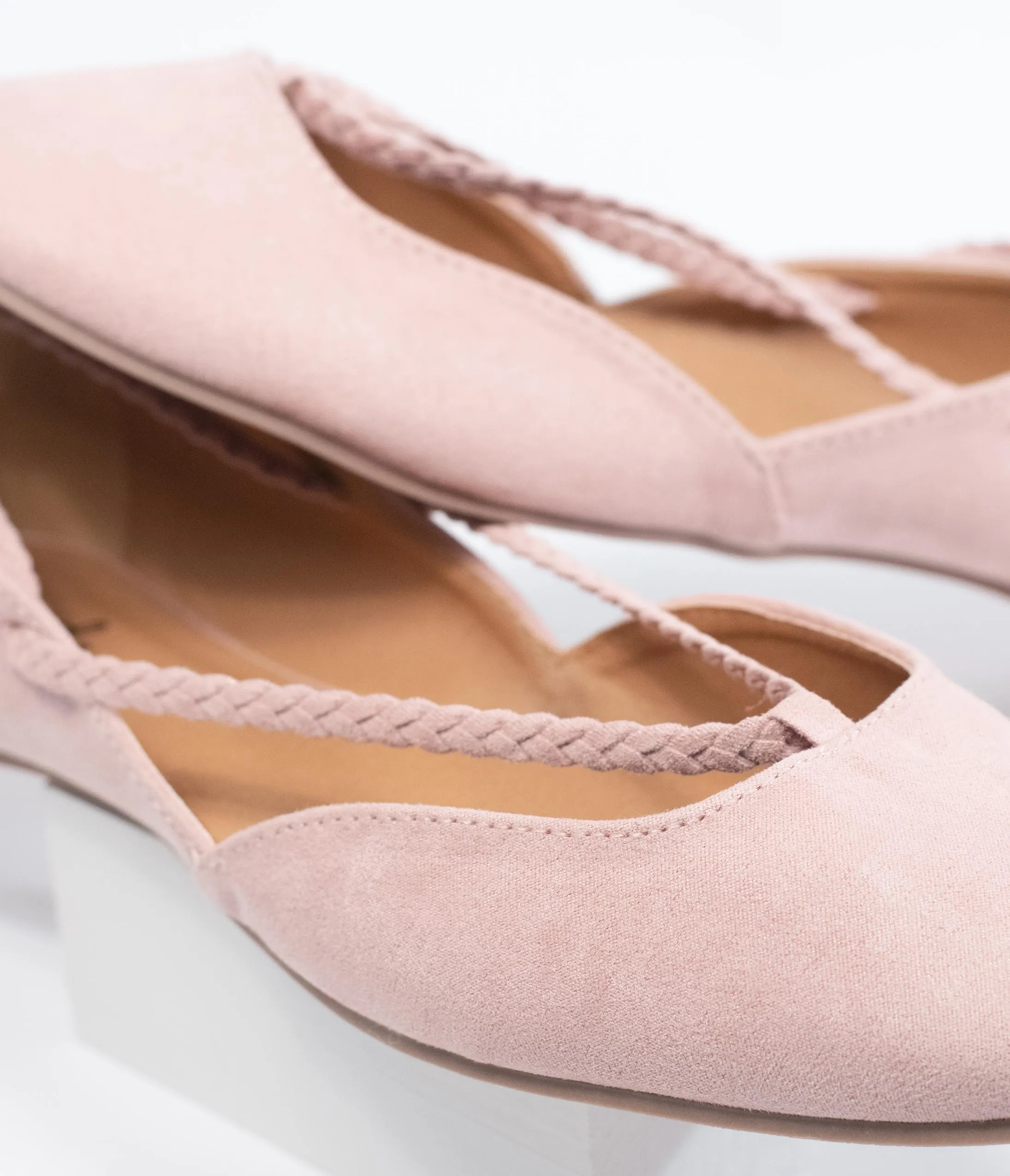 Blush Pink Suede Lace Up Flats