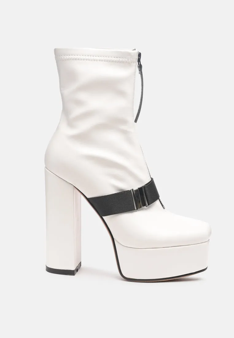 boomer chunky high block heel boots by London Rag