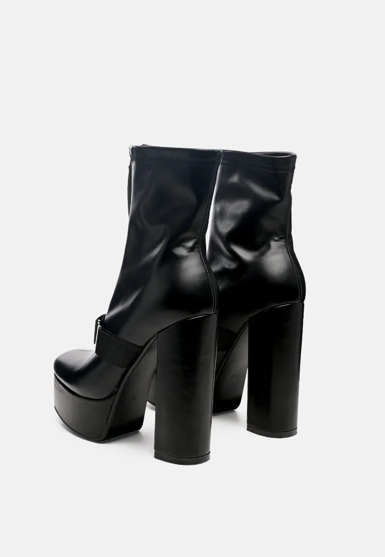 boomer chunky high block heel boots by London Rag