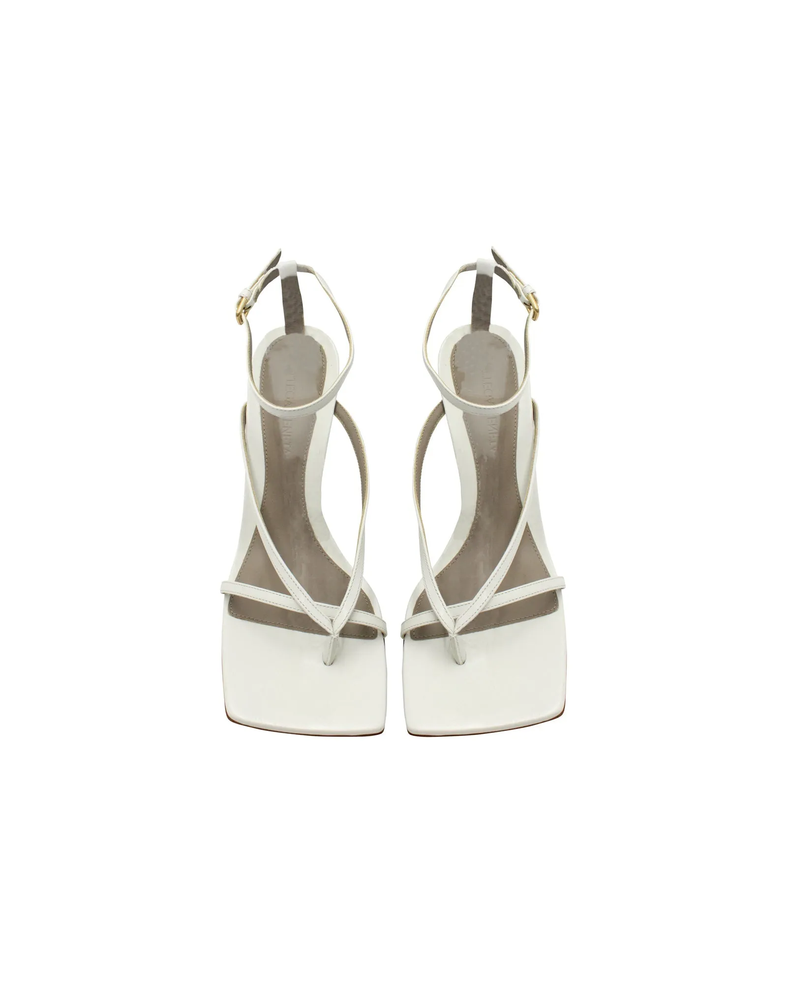 Bottega Veneta Stretch Ankle Strap Sandals in White Leather