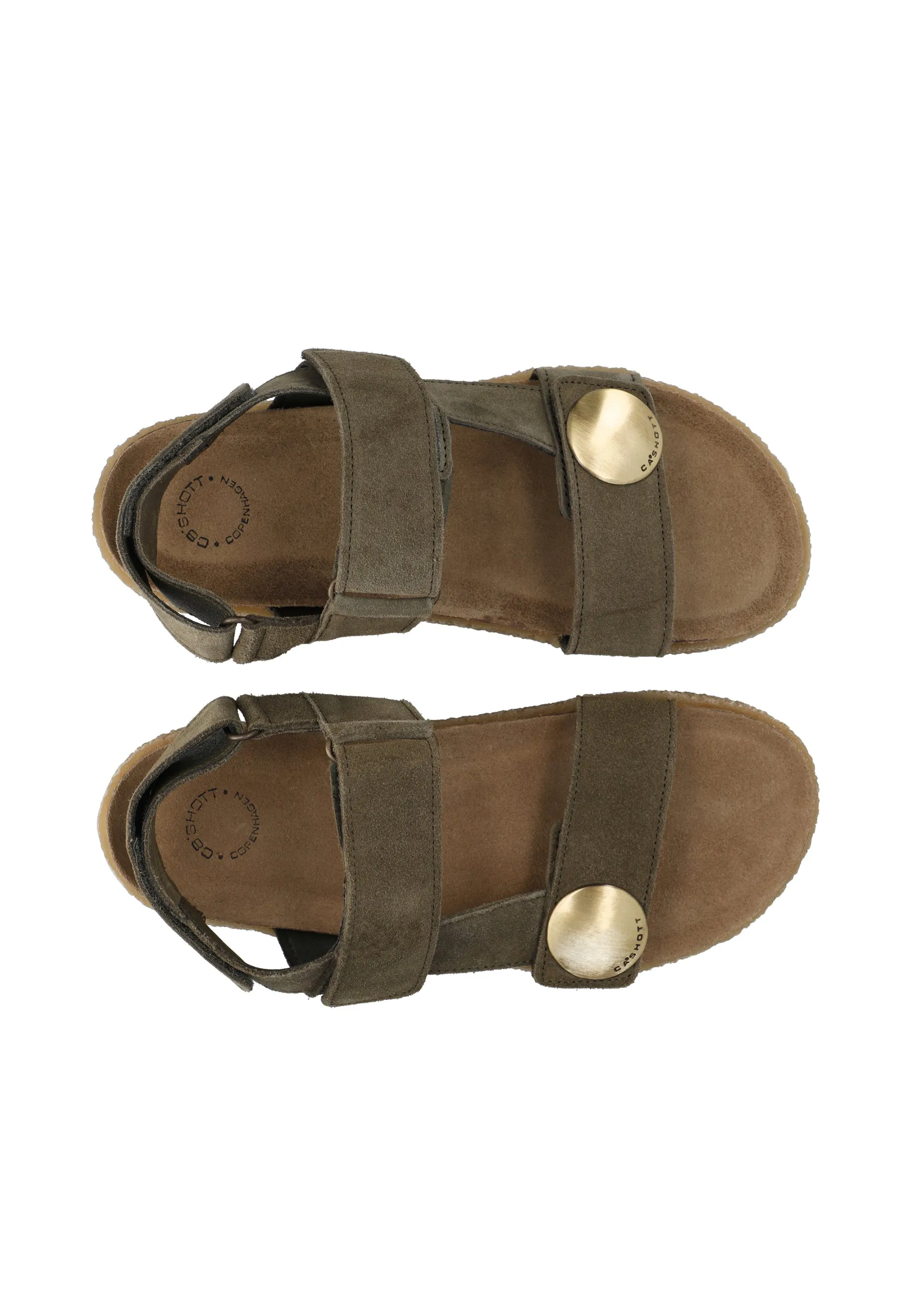 Casdagmar Olive Suede Velcro Sandals