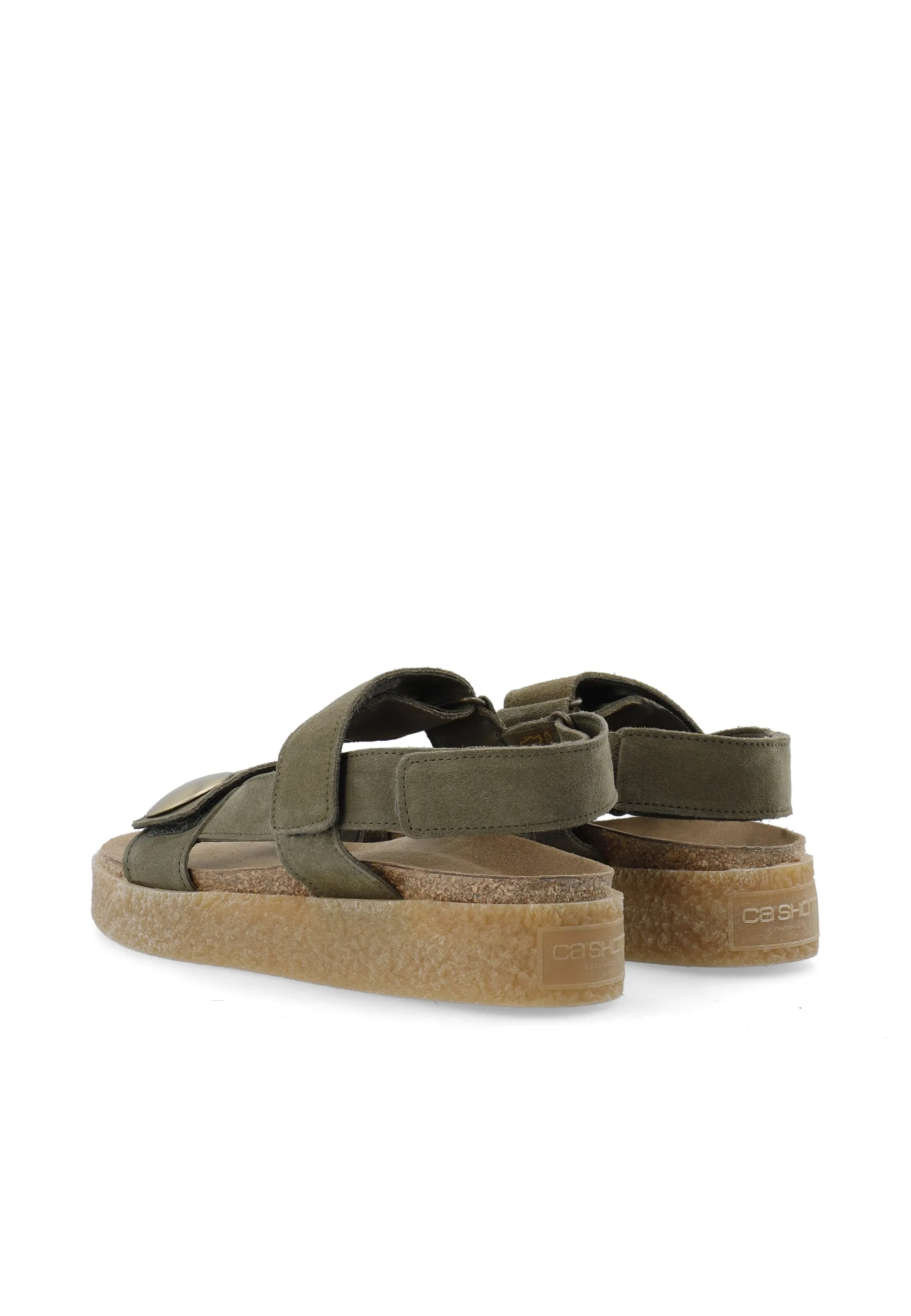 Casdagmar Olive Suede Velcro Sandals