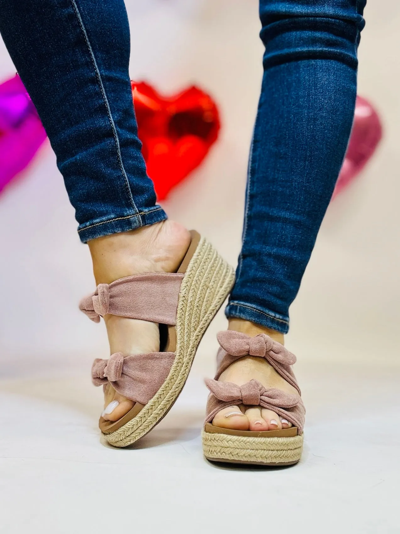 Corky's Blush Faux Suede Tie The Knot Sandals