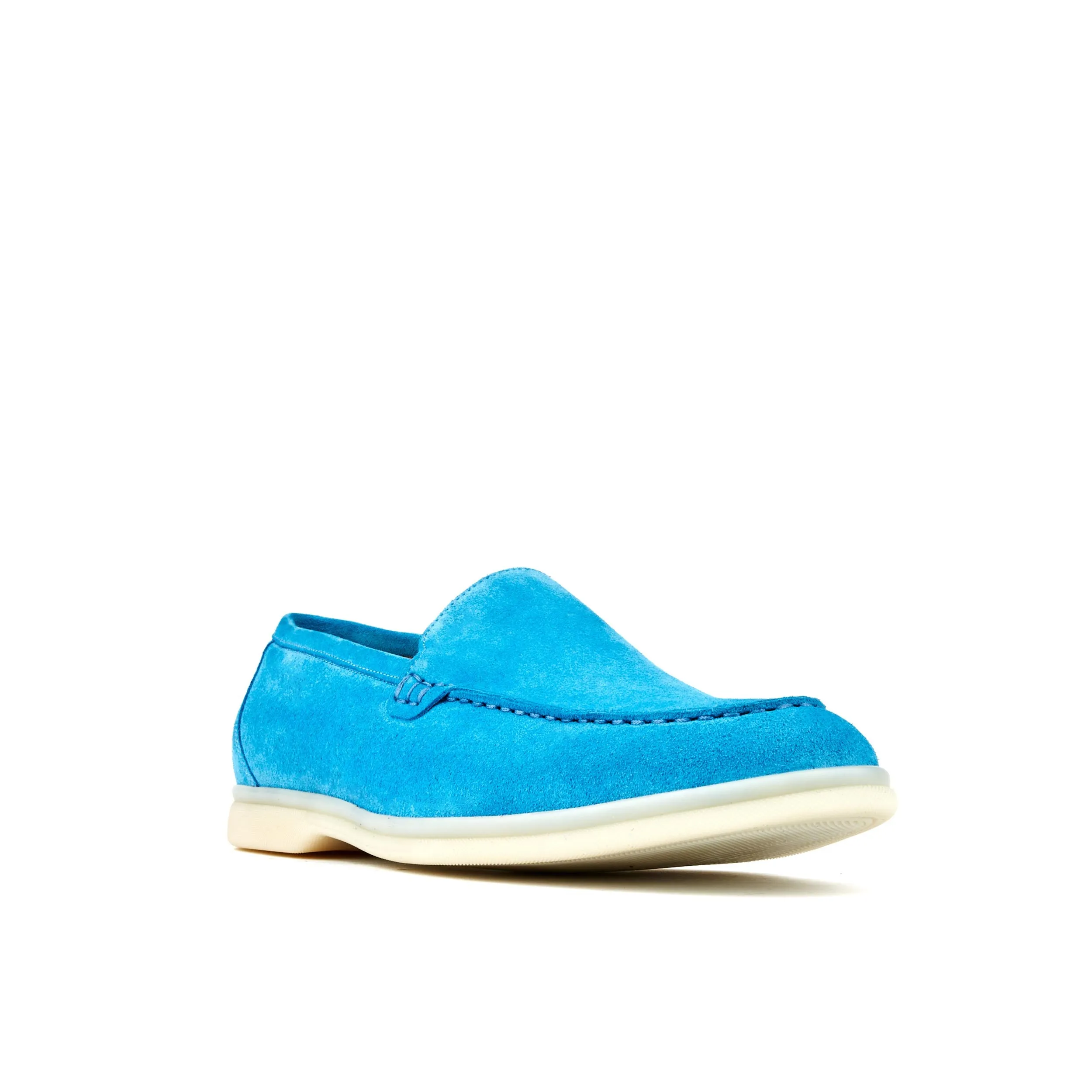 Cruise - Light Blue - Men's almond toe leather slip on in light blue suede