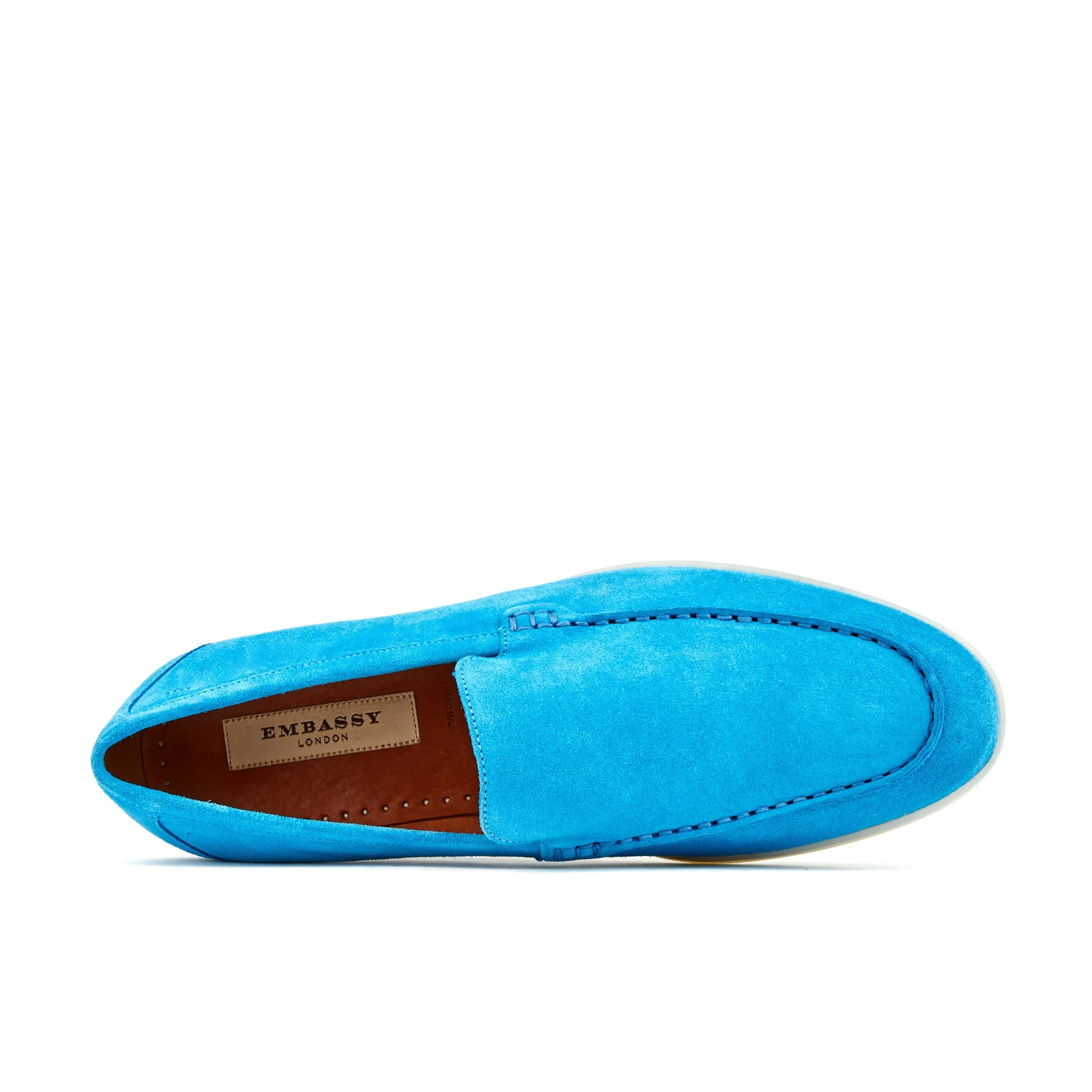 Cruise - Light Blue - Men's almond toe leather slip on in light blue suede