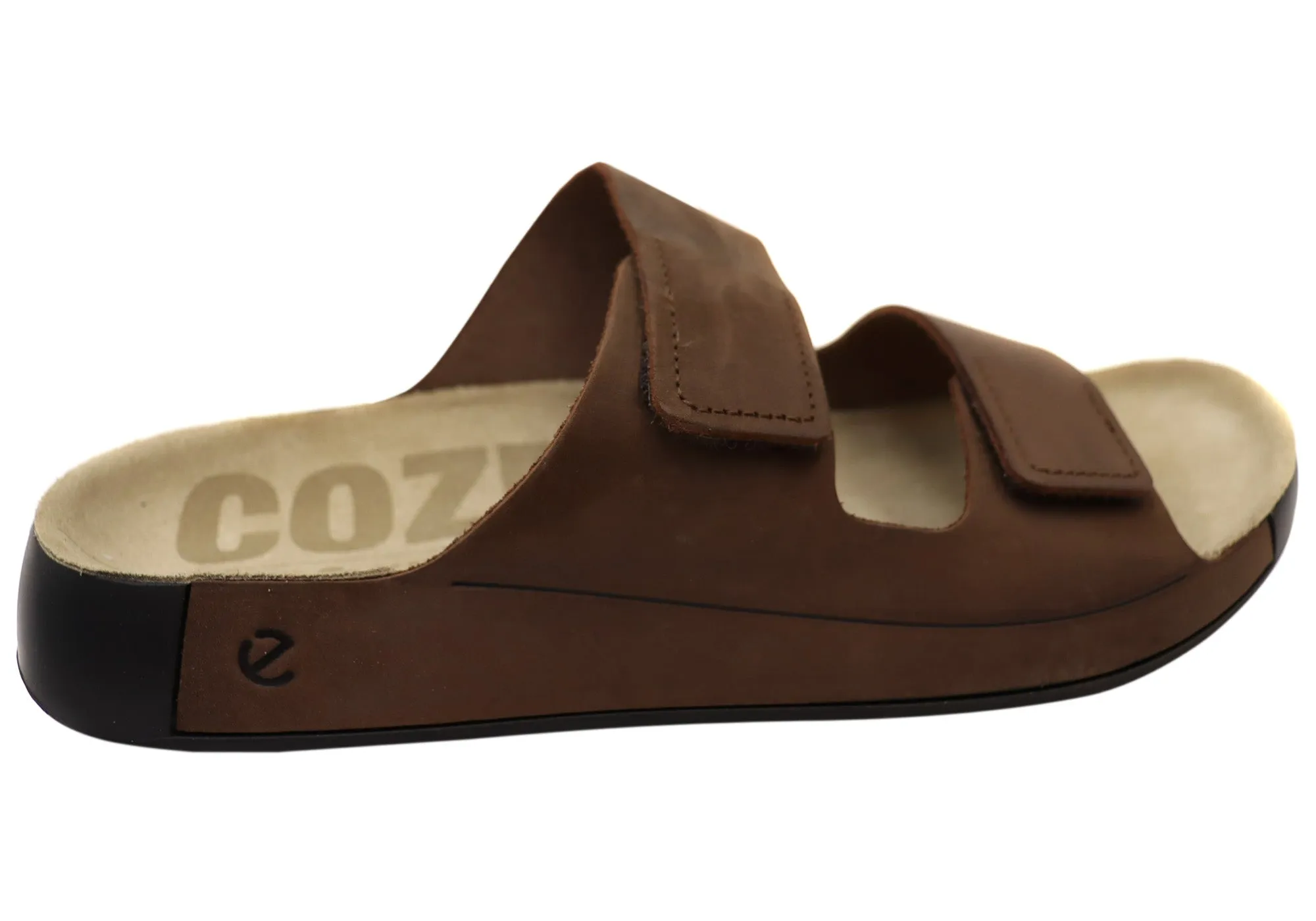 ECCO Mens Comfortable Leather 2nd Cozmo Slides Sandals