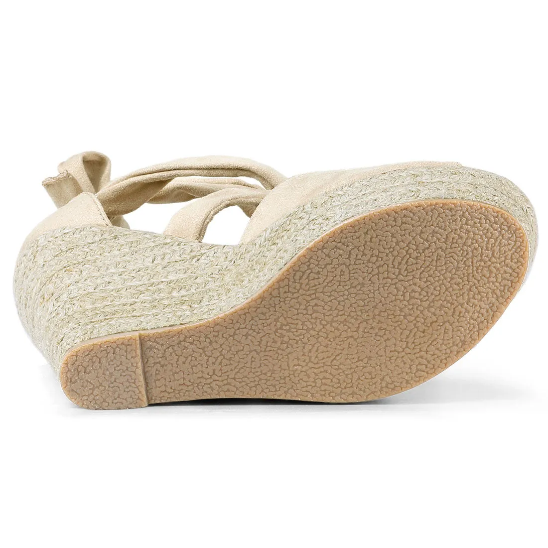 Faux Suede Lace Up Espadrille Wedge Heel Sandals