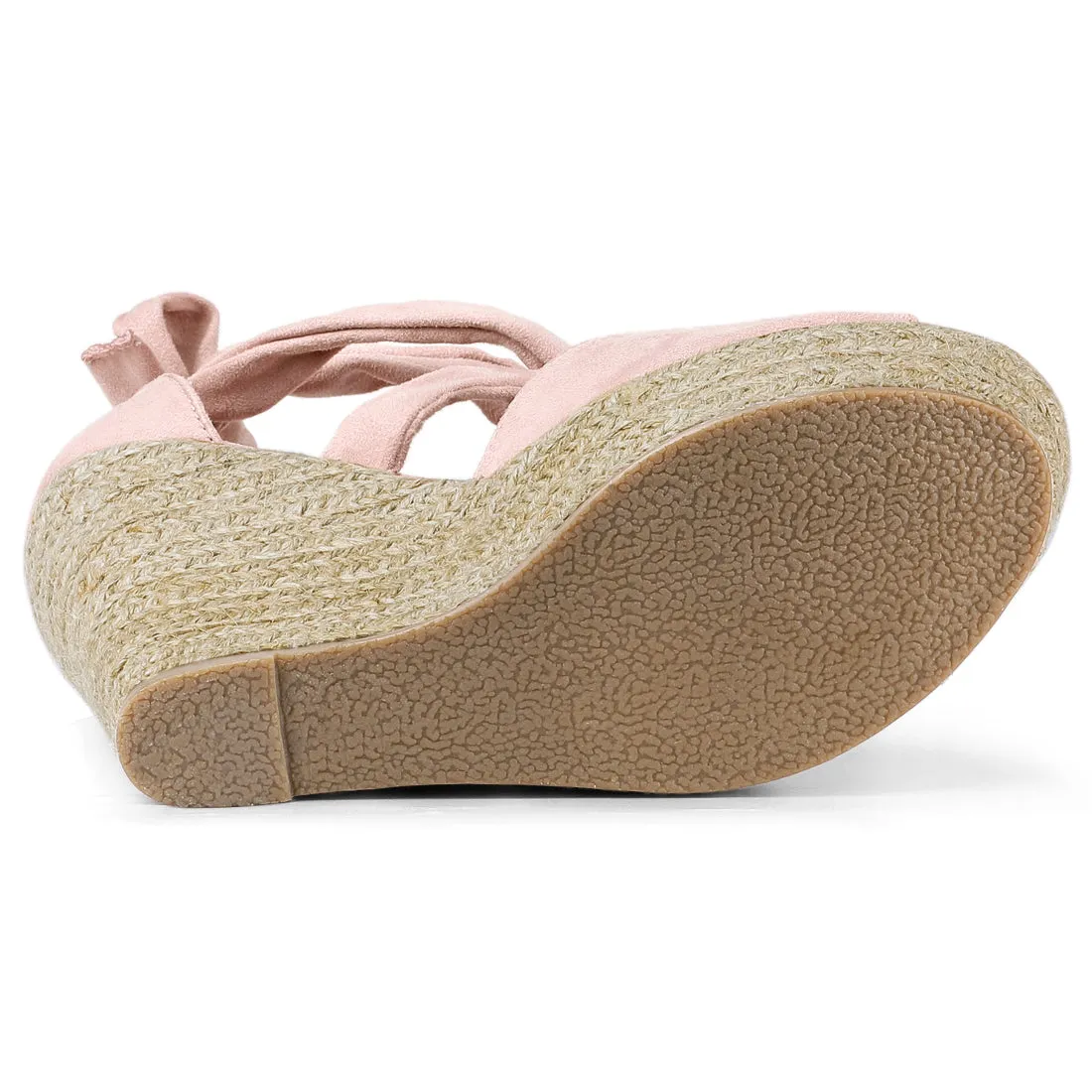 Faux Suede Lace Up Espadrille Wedge Heel Sandals