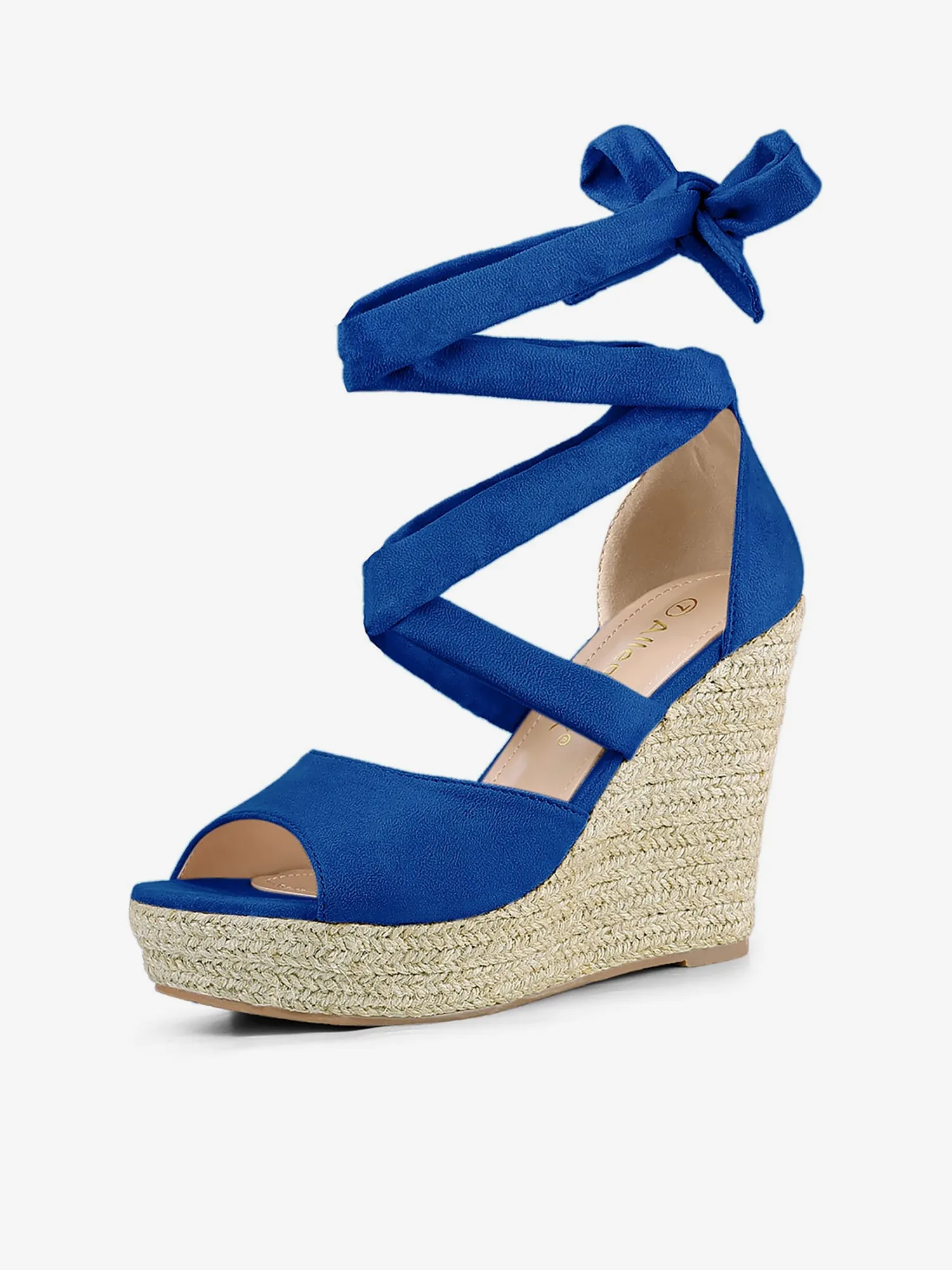 Faux Suede Lace Up Espadrille Wedge Heel Sandals