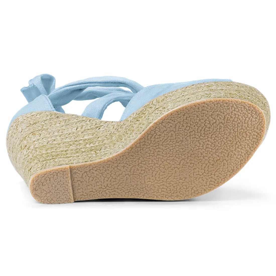 Faux Suede Lace Up Espadrille Wedge Heel Sandals