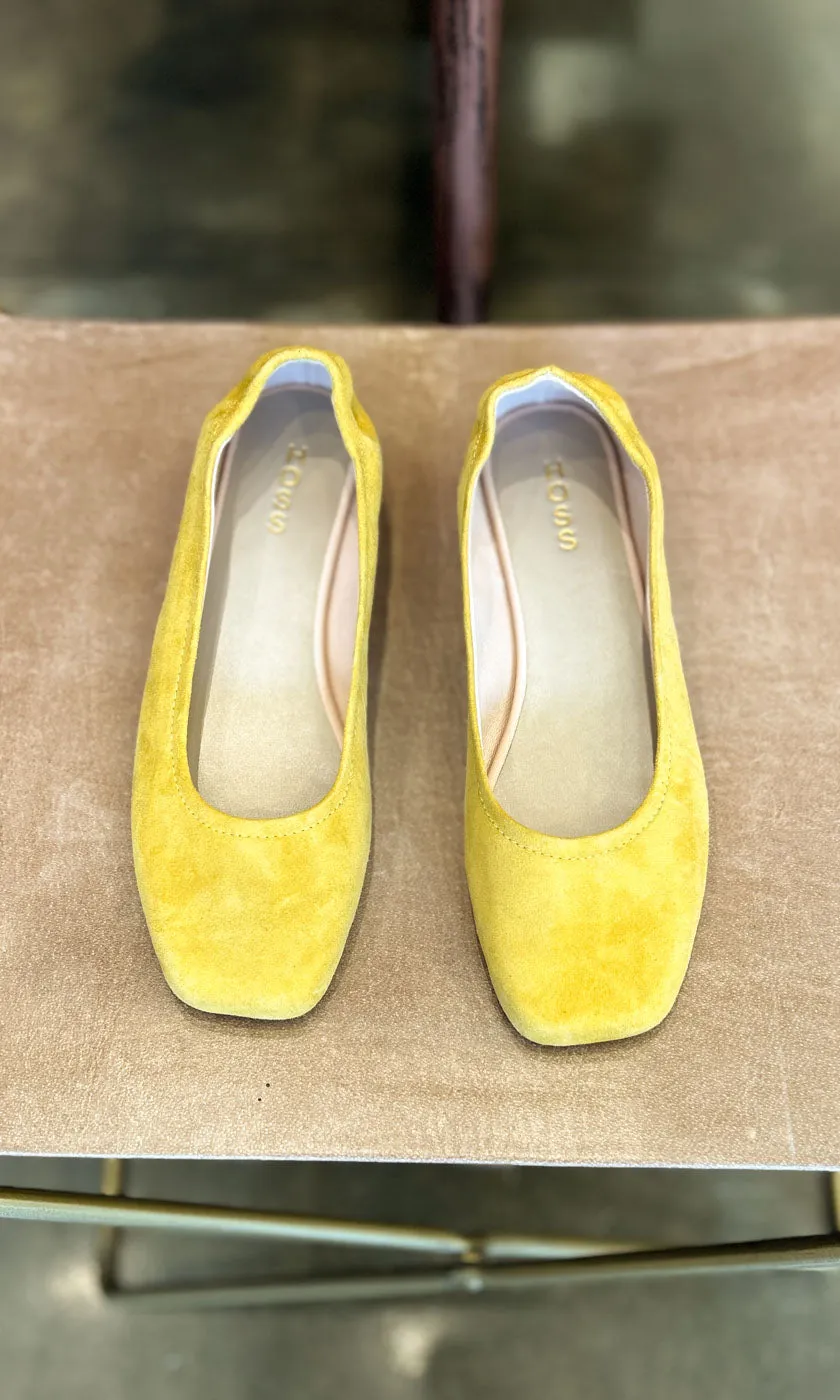 HOSS Soft Suede Yellow Ballet Flat