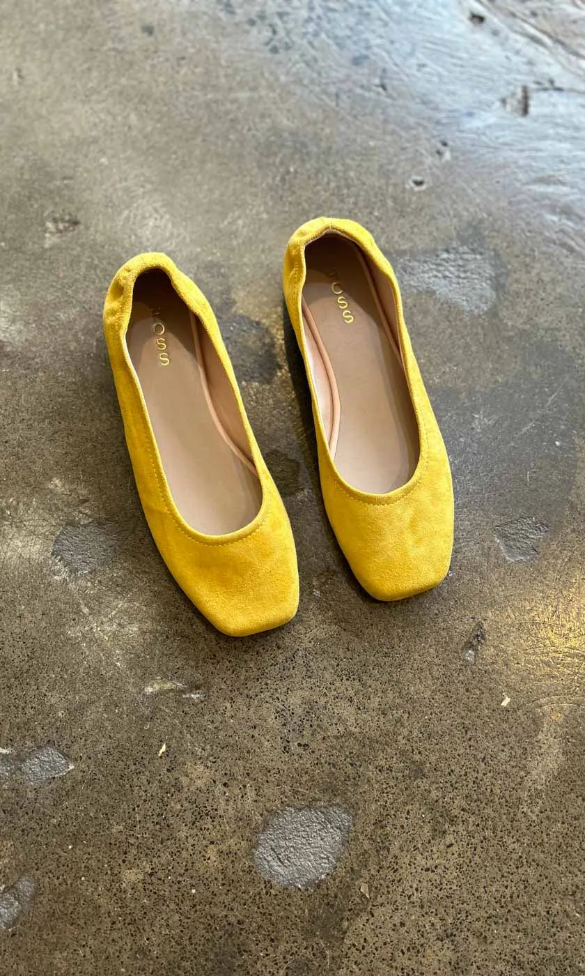 HOSS Soft Suede Yellow Ballet Flat