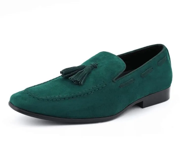 Hunter Green Men's Slip-on Tassel Suede Loafer Dress Casual Shoes