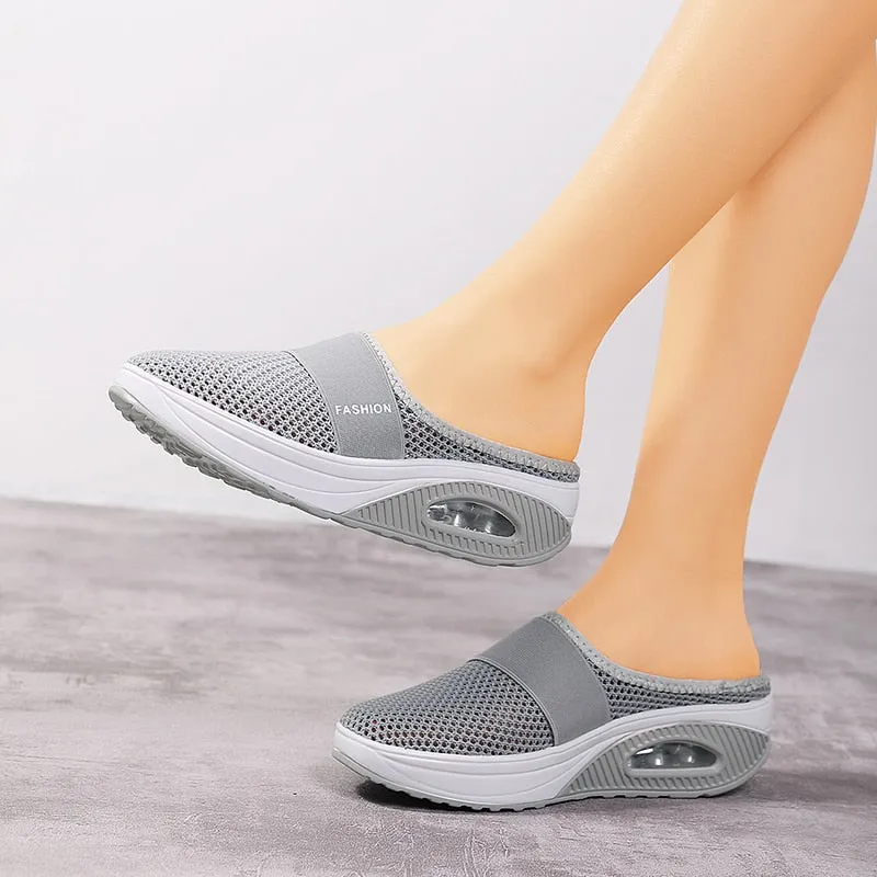 Ladies Platform Mesh Lightweight Mules