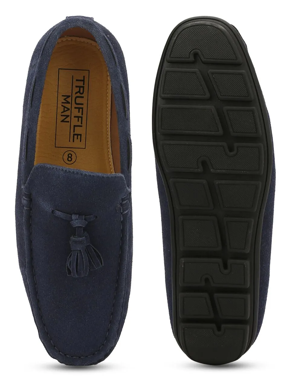 Navy Suede Tassel Loafers