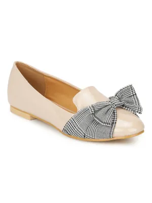 Nude Patent Check Bow Belly Flats