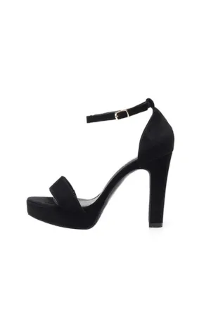 Party Peep Toe Platform Sandals Suede with Buckle Ankle Strap Evening Fashion Shoes