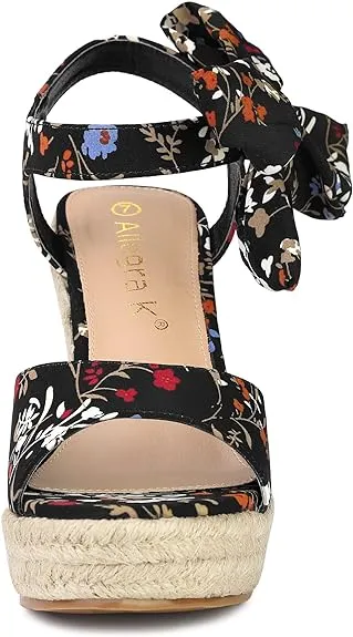 Platform Floral Teal Wedge Sandals