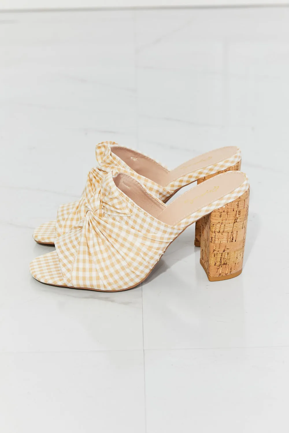 Qupid Freshly Picked Twist Peep Toe Block Heel Mule