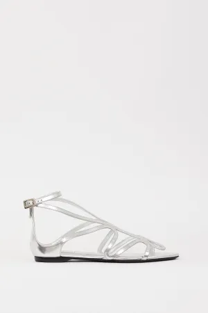 Silver Leather Strappy Sandal