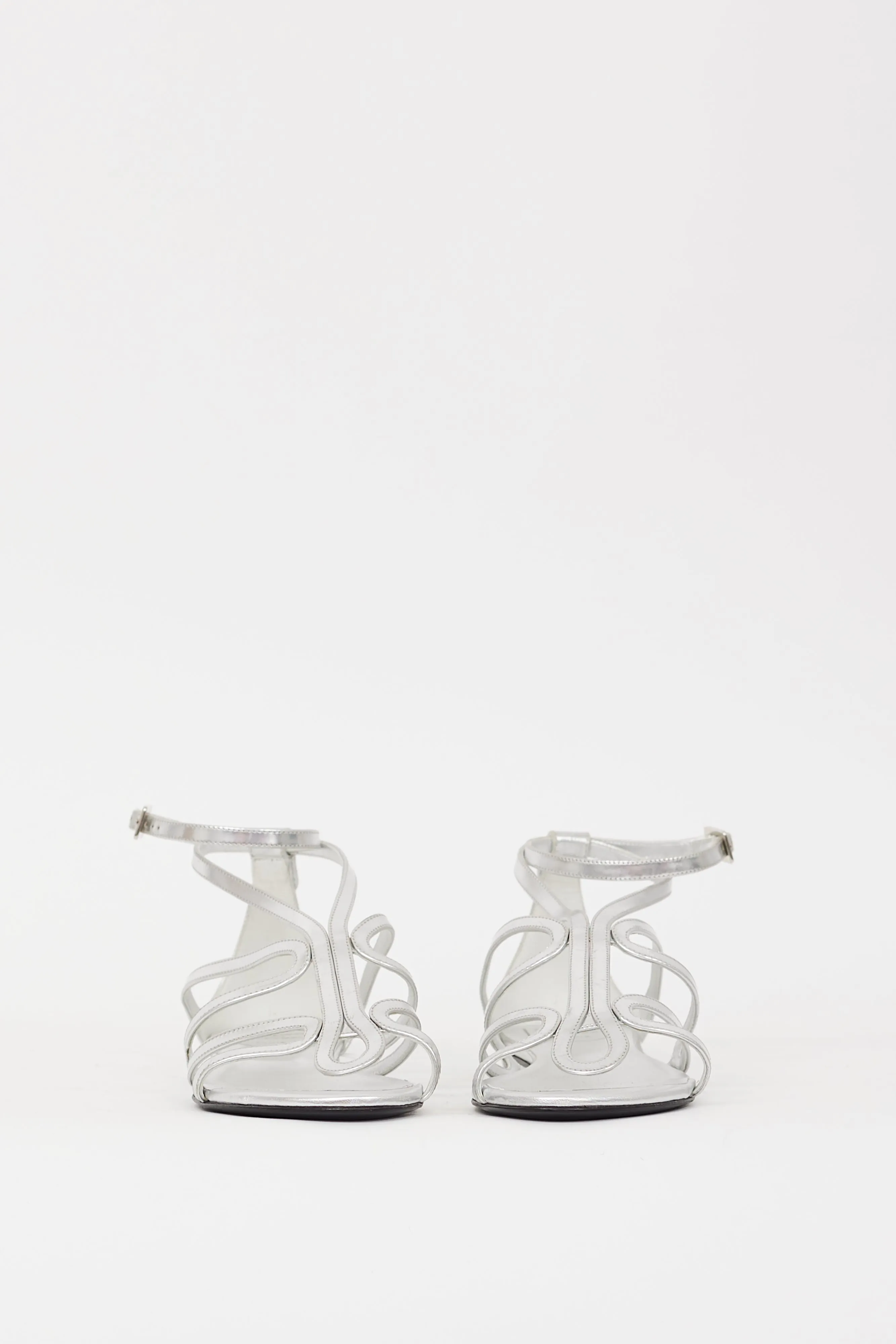 Silver Leather Strappy Sandal