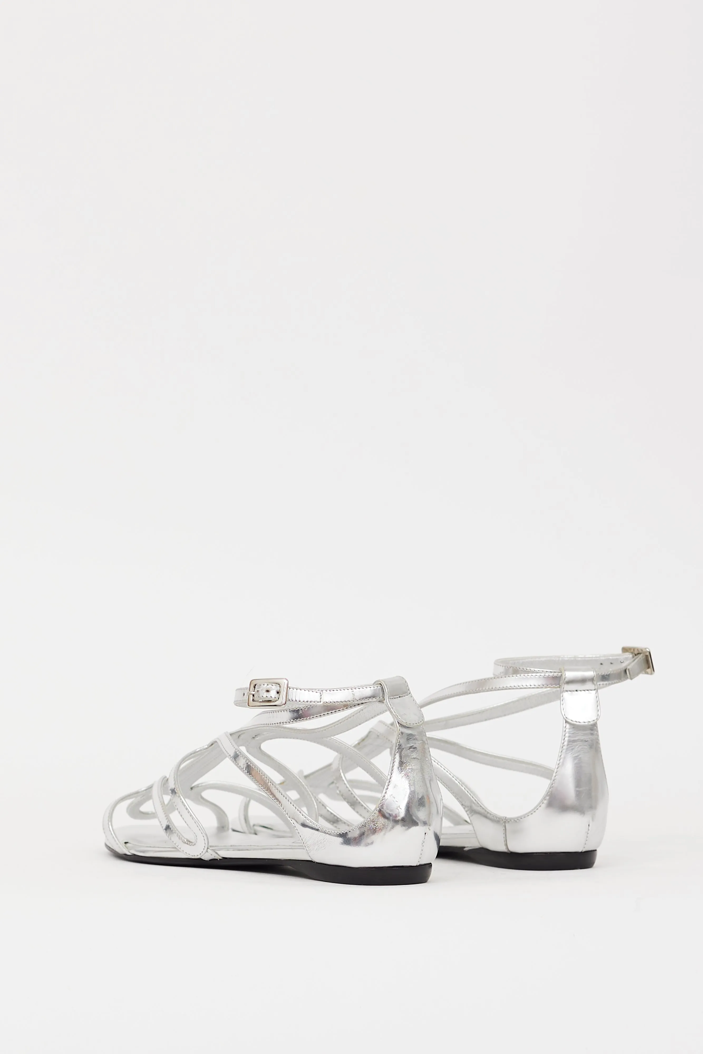 Silver Leather Strappy Sandal