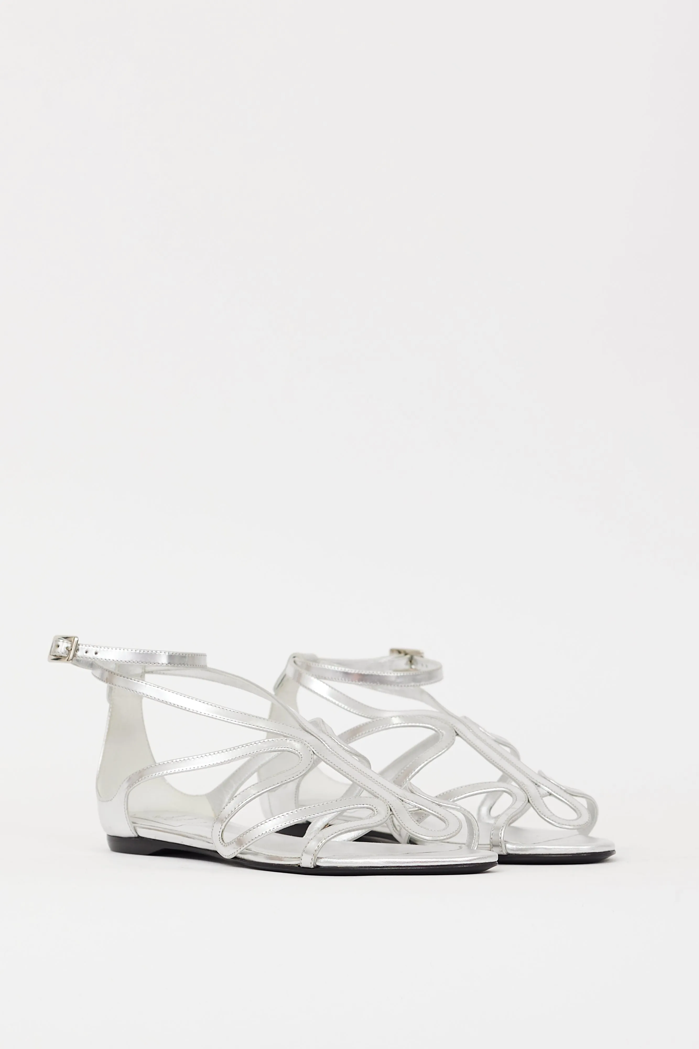 Silver Leather Strappy Sandal