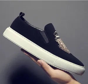 Slip-On Embroidery Suede Leather Loafers