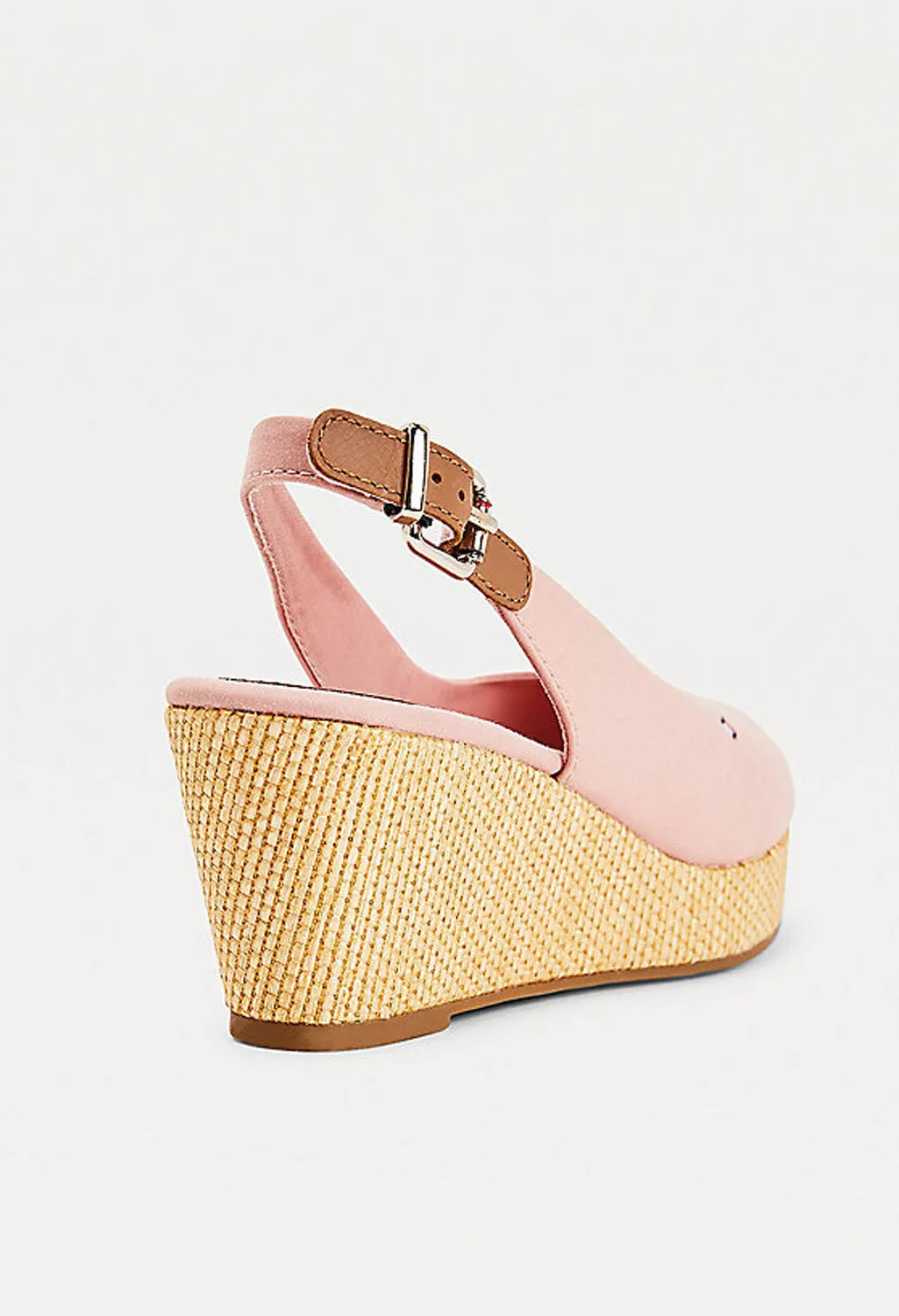 Soothing Pink Iconic Open Toe Sling Back Wedge Heel